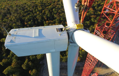 Aerial photograph of a wind turbine